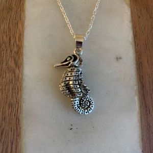 Handmade Seahorses Necklace, solid Sterling Silver Chain with Seahorse pendant